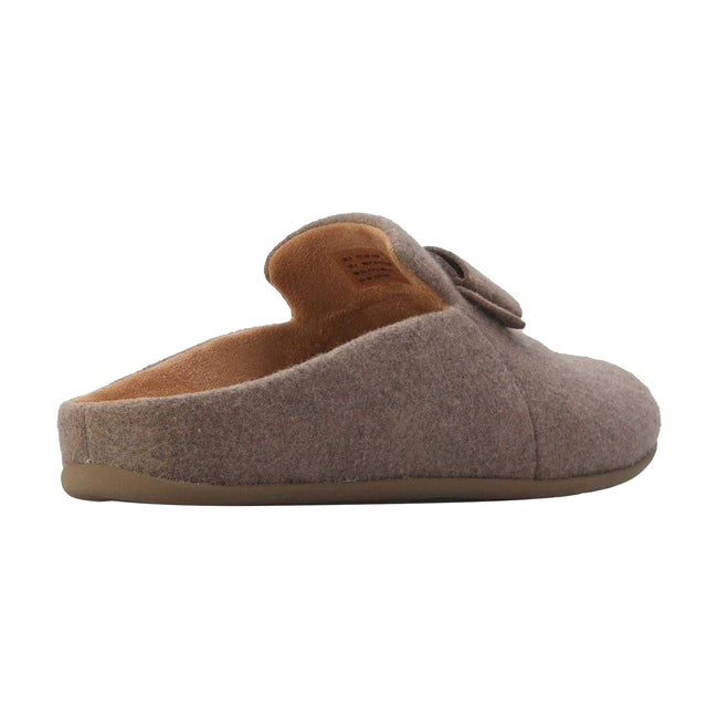 Grey - Side - Fit Flop Womens-Ladies Chrissie II Haus E01 Bow Felt Slippers