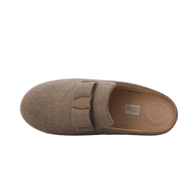 Grey - Lifestyle - Fit Flop Womens-Ladies Chrissie II Haus E01 Bow Felt Slippers