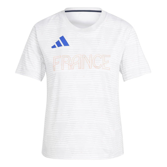 White - Front - Adidas Womens-Ladies France T-Shirt