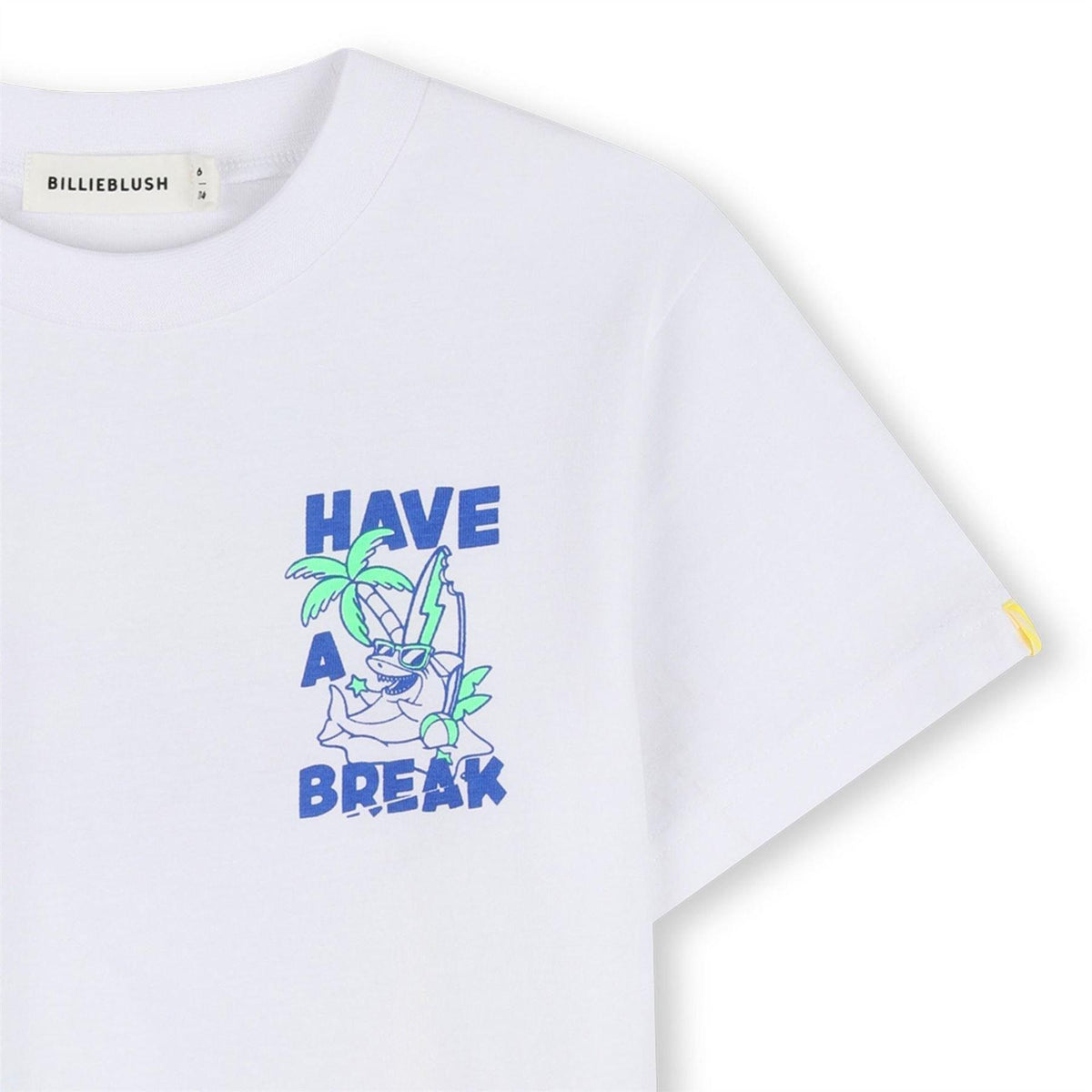 White - Side - Billieblush Childrens-Kids Shark T-Shirt