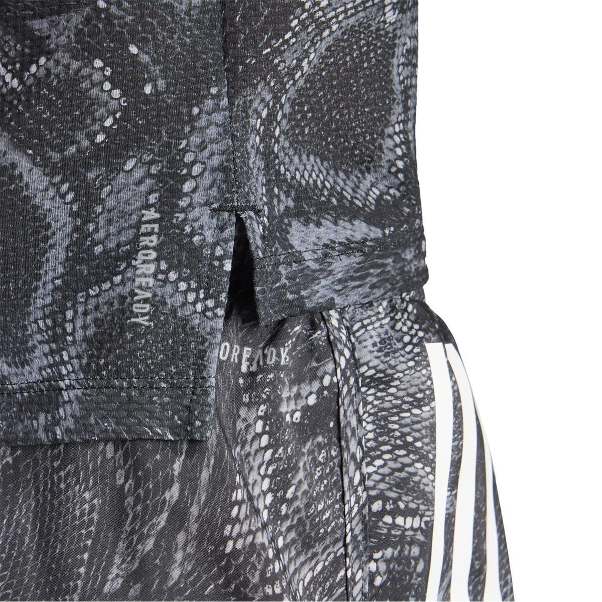 Black - Pack Shot - Adidas Womens-Ladies Snake Print Aeroready Running T-Shirt