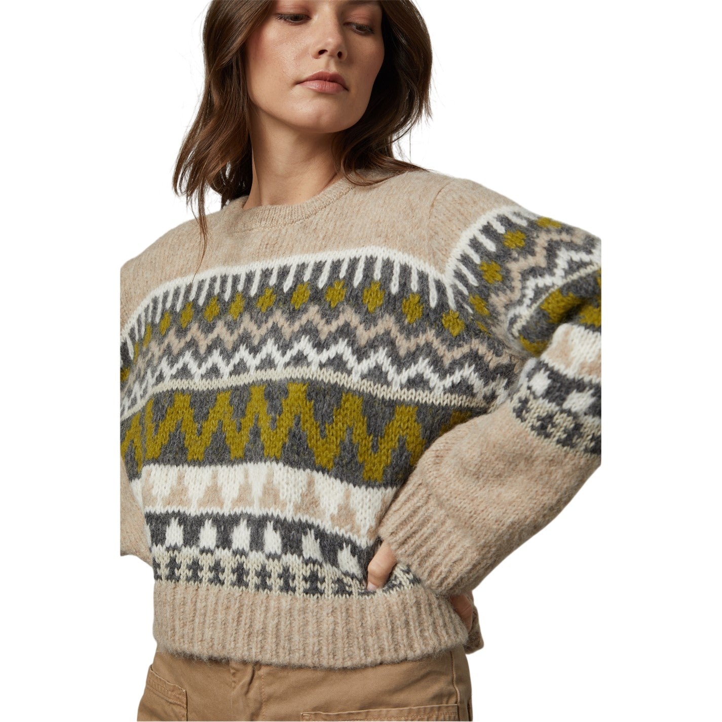 Pistachio - Side - Velvet by Graham & Spencer Womens-Ladies Fair Isle Regular Jumper