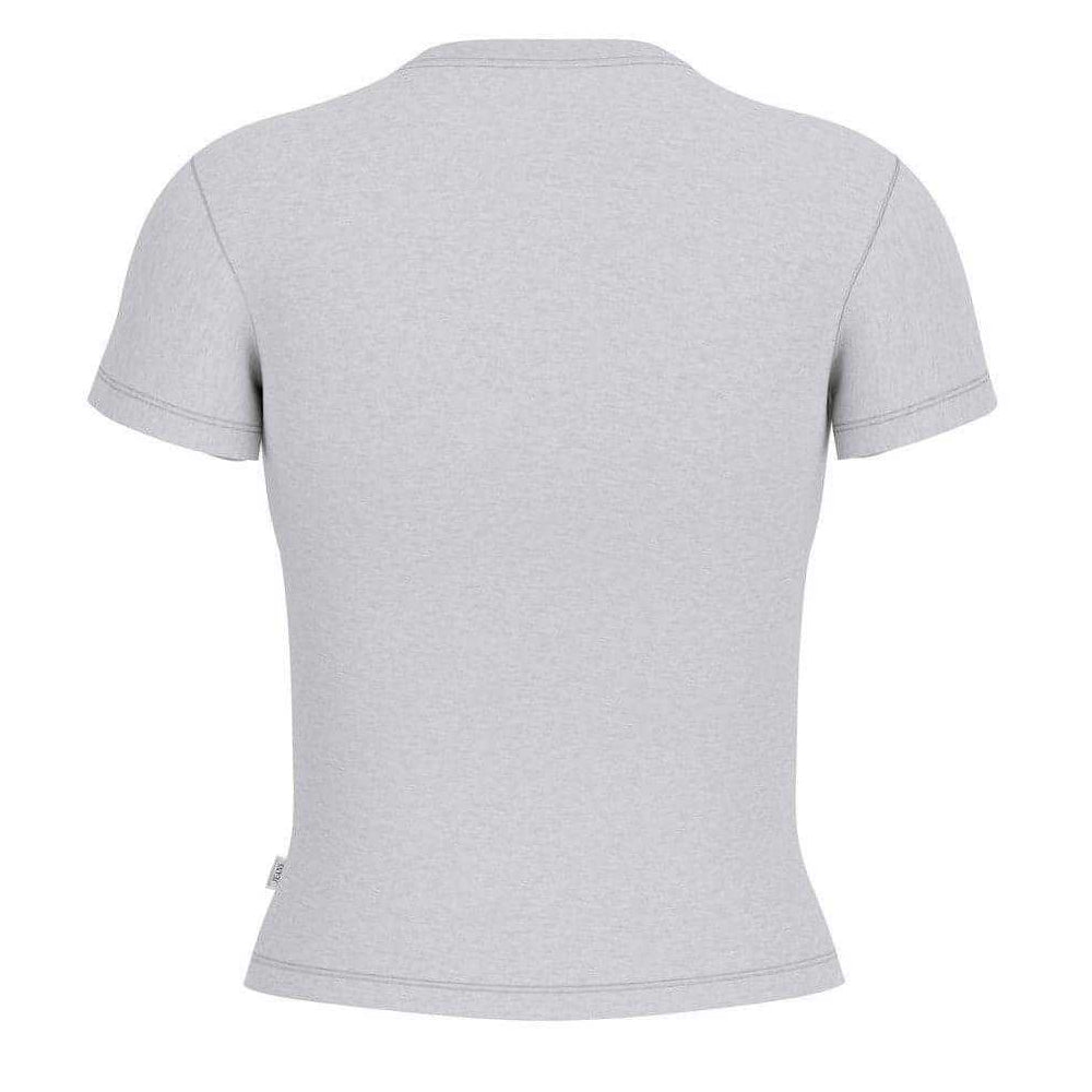 Light Grey - Back - Guess Womens-Ladies Logo Crew Neck Slim T-Shirt