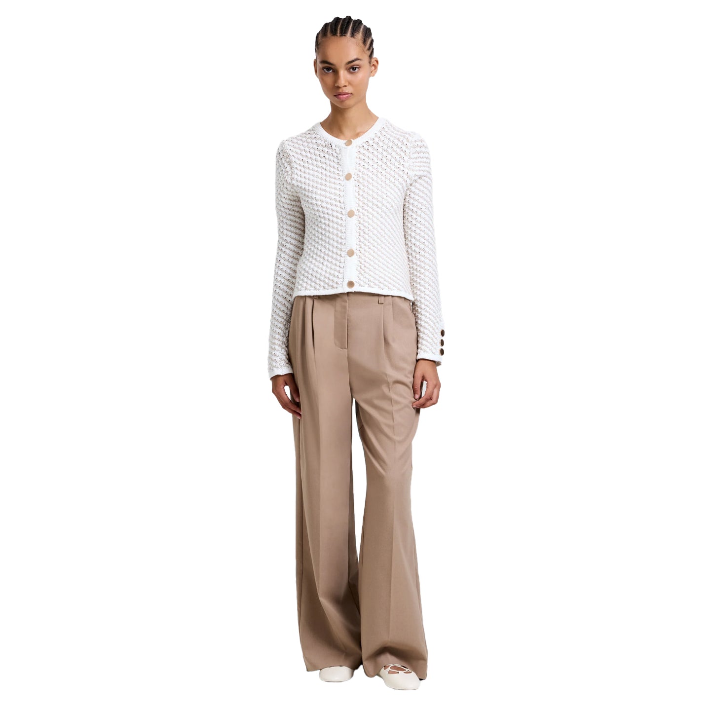 Cream - Lifestyle - French Connection Womens-Ladies Janai Textured Cardigan