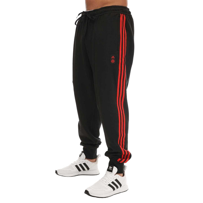 Black-Red - Front - Adidas Mens Lifestyler FC Bayern Munich Jogging Bottoms