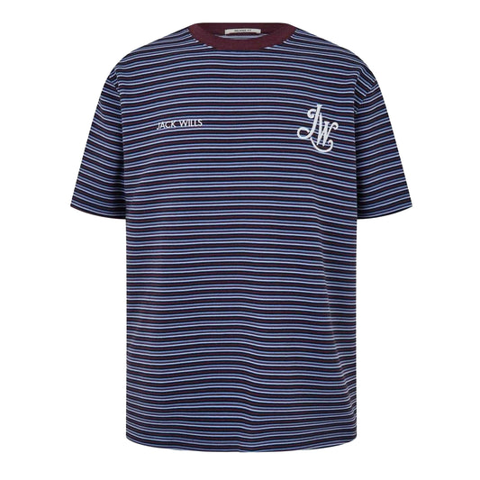 Chocolate - Front - Jack Wills Mens Striped Ottoman T-Shirt