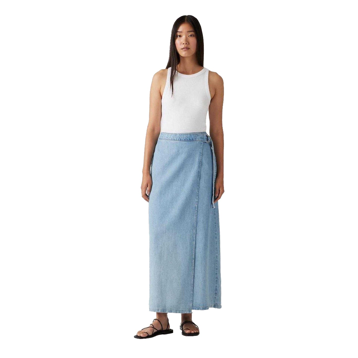 Blue - Lifestyle - Levis Womens-Ladies Column Denim Wrap Skirt