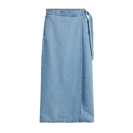 Blue - Front - Levis Womens-Ladies Column Denim Wrap Skirt