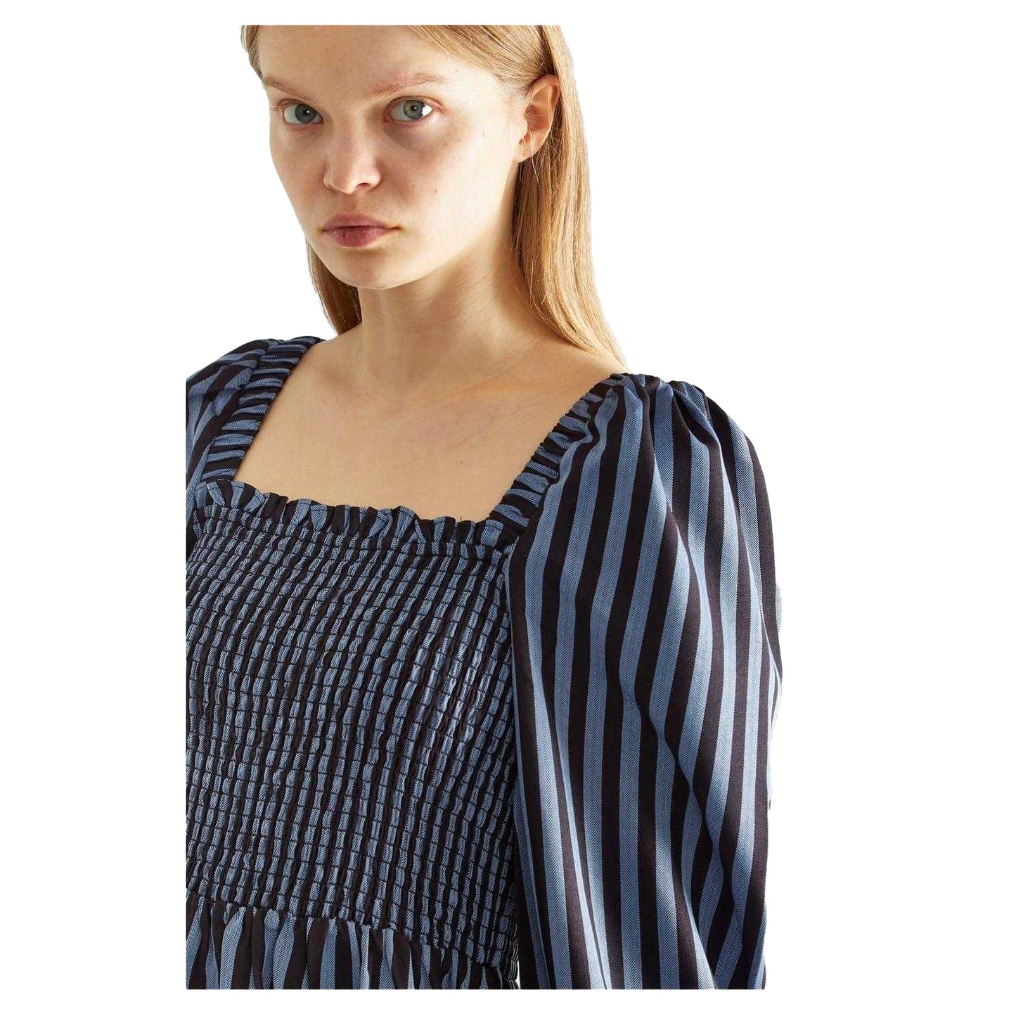 Blue - Lifestyle - Glamorous Womens-Ladies Striped Shirred Midi Dress