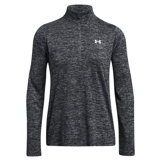 Black Twist - Front - Under Armour Womens-Ladies Tech Textured Half Zip Top