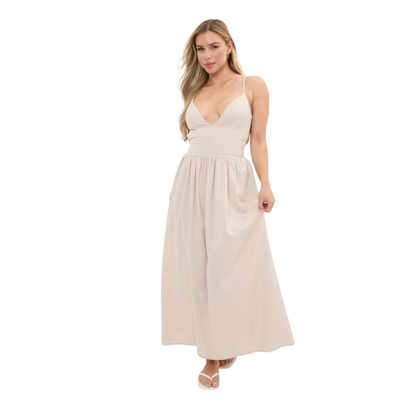 Cream - Lifestyle - I Saw It First Womens-Ladies Linen Blend Maxi Dress