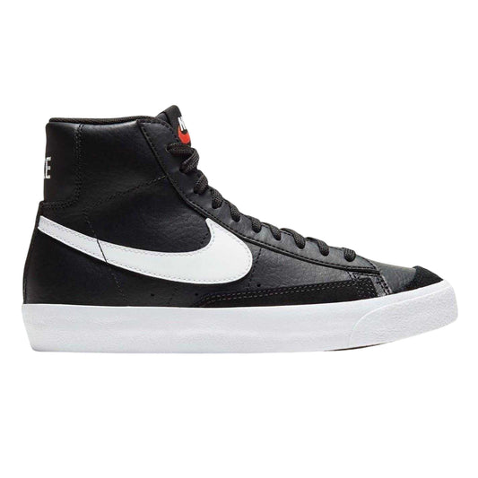 Black-White - Front - Nike Childrens-Kids Blazer 77 Leather High Top Trainers