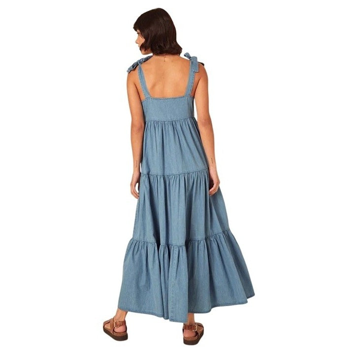 Blue - Back - Nobody´s Child Womens-Ladies Iris Square Neck Sleeveless Maxi Dress