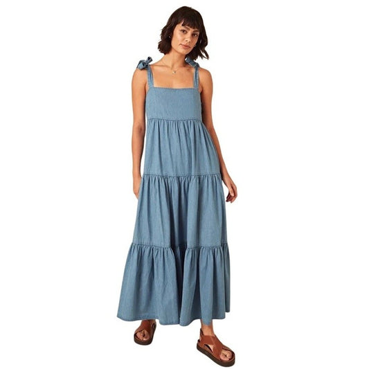 Blue - Front - Nobody´s Child Womens-Ladies Iris Square Neck Sleeveless Maxi Dress