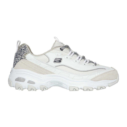 White-Green-Black - Front - Skechers Womens-Ladies Dlite Chic Leather Chunky Sole Trainers