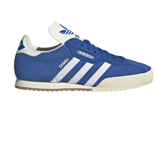 Navy-White - Front - Adidas Boys Samba 3 Stripes Suede Trainers
