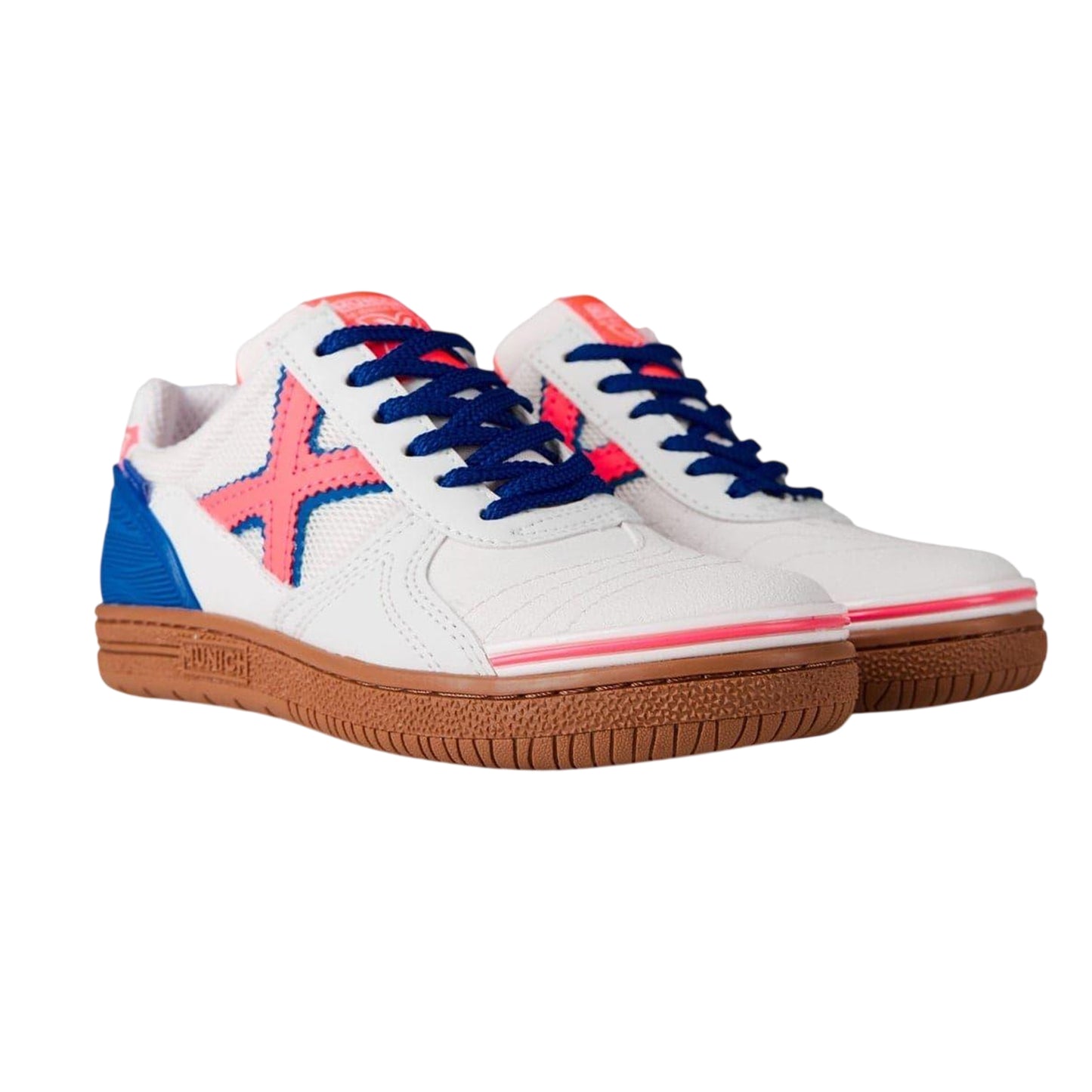 White-Crimson-Blue - Side - Munich Childrens-Kids G3 Profit Flat Trainers