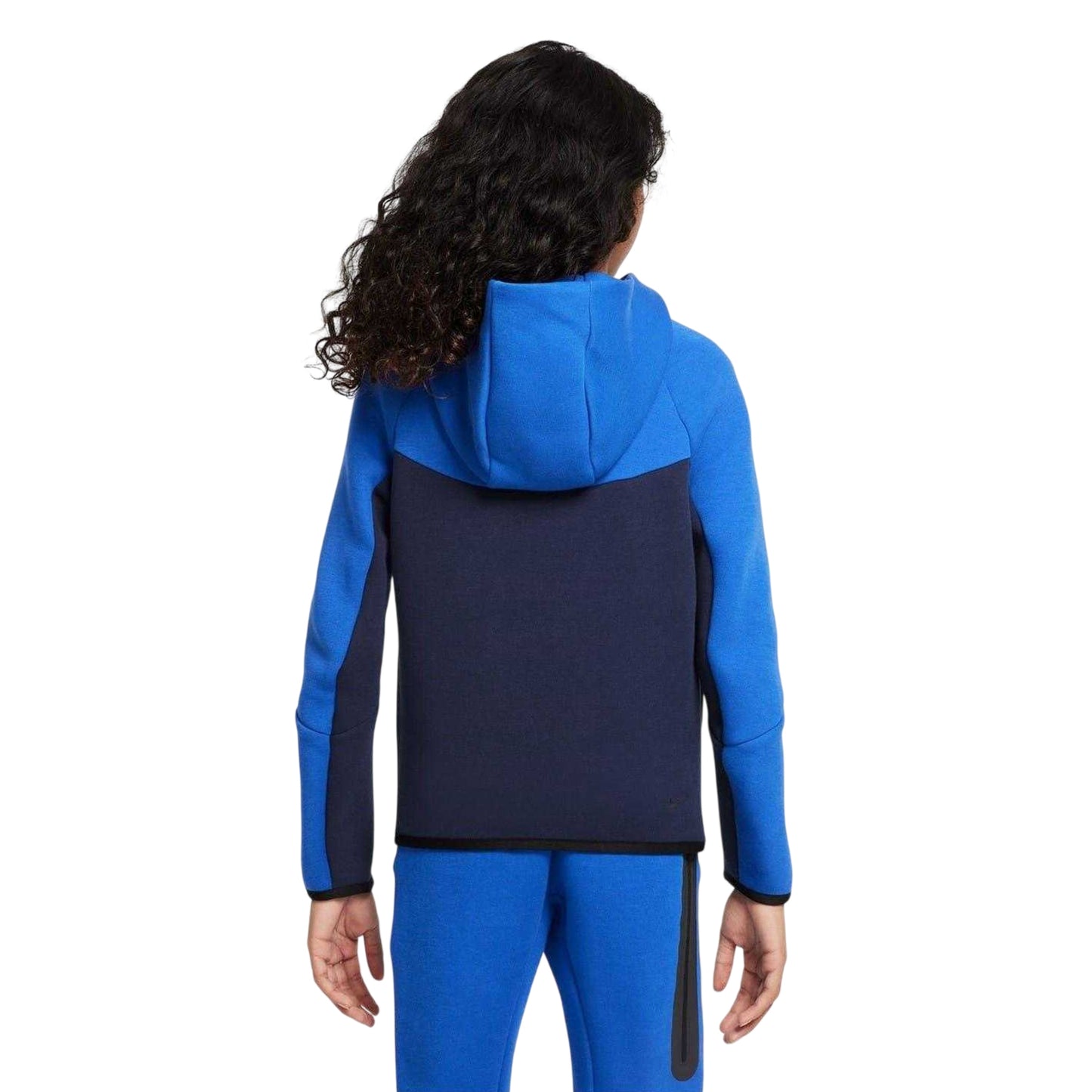Obsidian Blue-Royal Blue - Back - Nike Childrens-Kids Tech Fleece Full Zip Hoodie