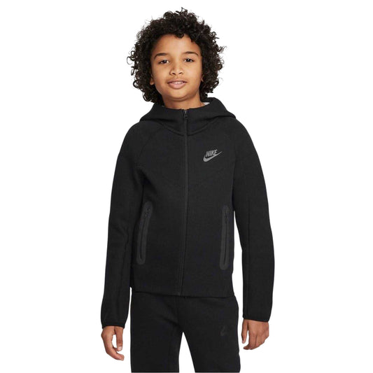 Black - Front - Nike Childrens-Kids Tech Fleece Full Zip Hoodie