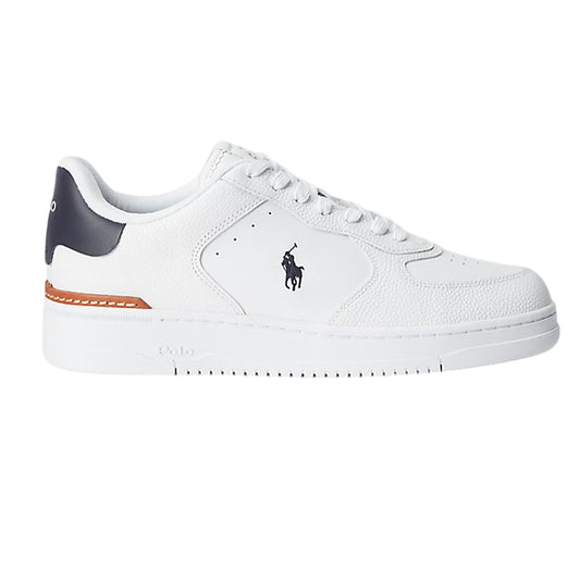 White-Navy - Front - Ralph Lauren Childrens-Kids Masters Leather Flat Trainers