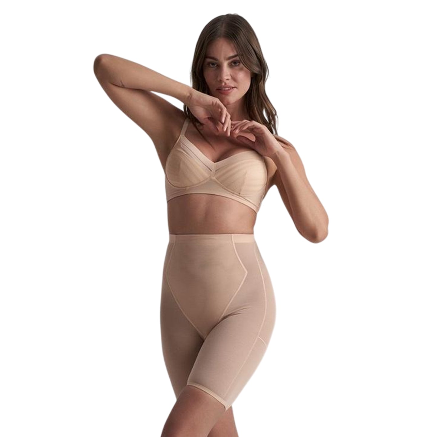 Beige - Side - Bye Bra Womens-Ladies Seamless Shapewear Shorts