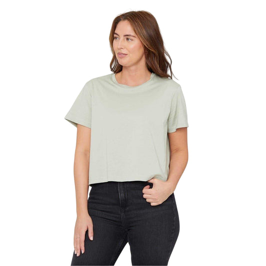 Green - Front - Be You Womens-Ladies Crew Neck Boxy Crop T-Shirt