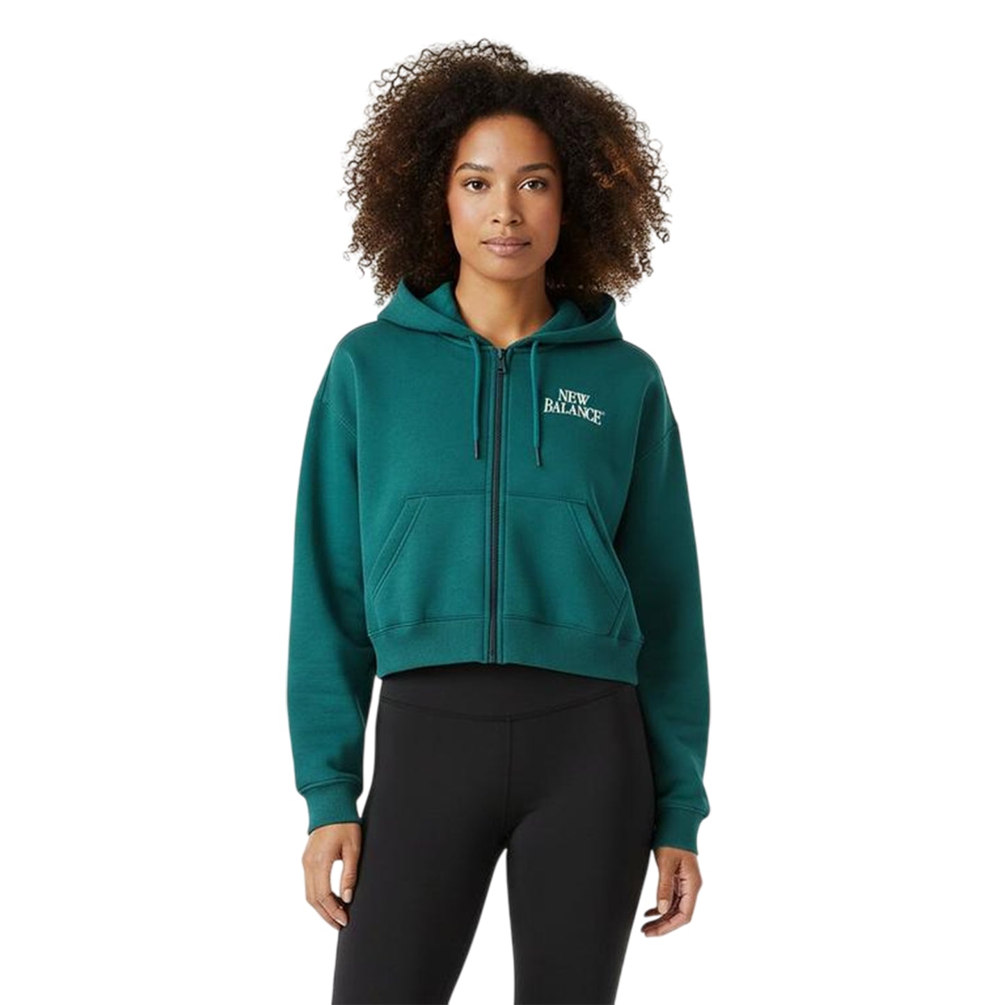 Green - Side - New Balance Womens-Ladies Relaxed Fit Full Zip Hoodie