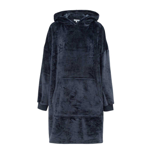 Navy - Front - Linea Womens-Ladies Polyester Oversized Hoodie Blanket