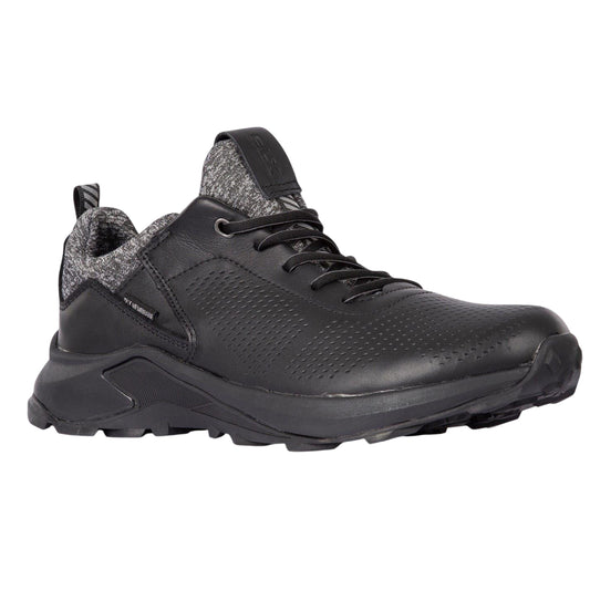 Black - Front - DLX Mens Cole Leather Trainers