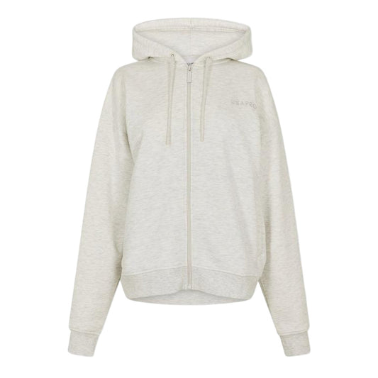 Ice Marl - Front - USA Womens-Ladies Oversized Full Zip Hoodie