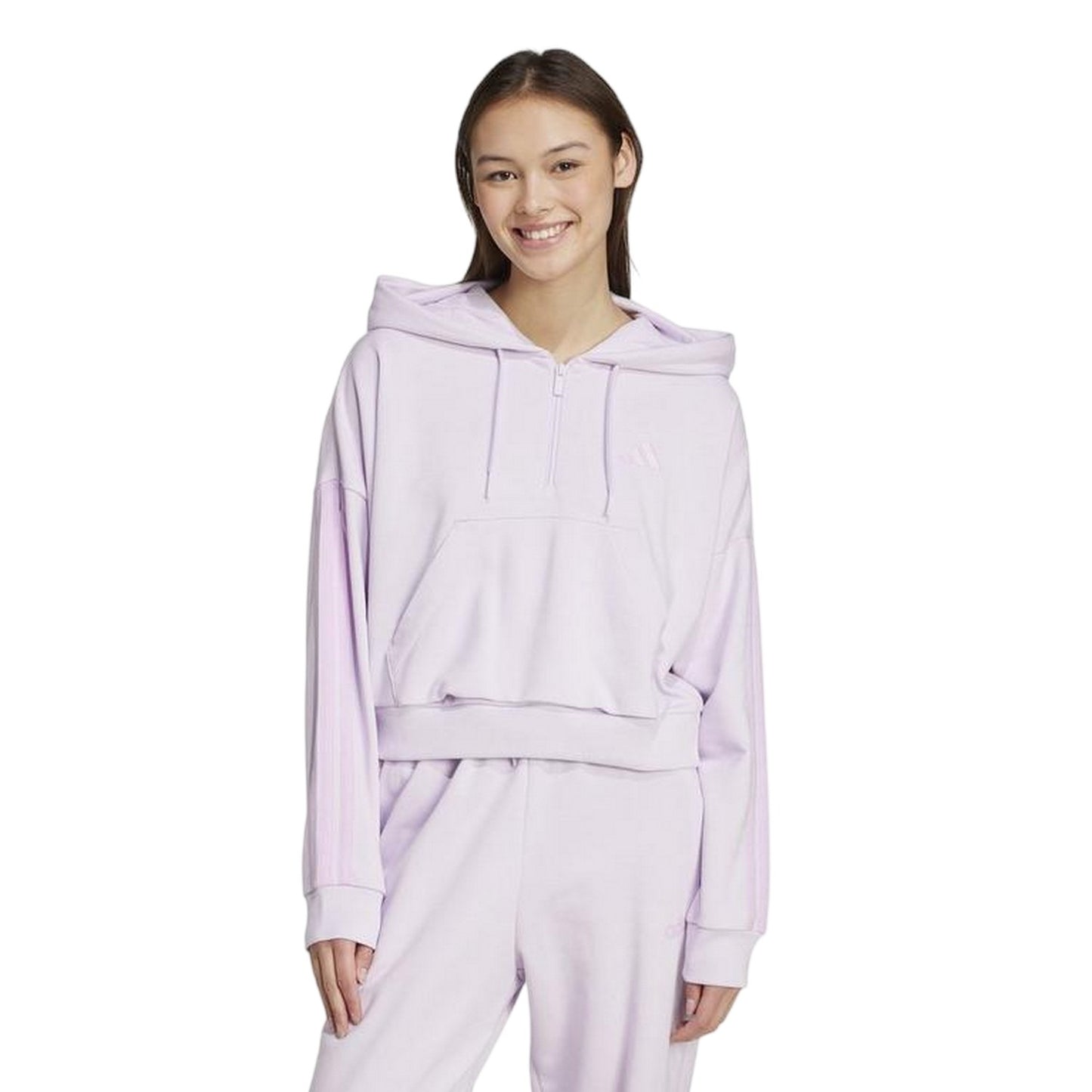 Lavender - Side - Adidas Womens-Ladies Essentials Casual Hoodie