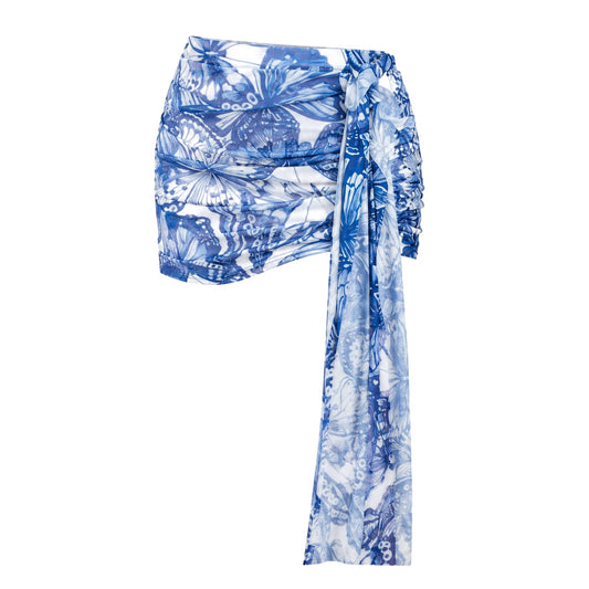 Blue - Front - Missy Empire Womens-Ladies Butterfly Mesh Mini Skirt
