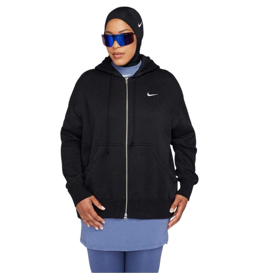 Black - Front - Nike Womens-Ladies Phoenix Fleece Oversized Sport Full Zip Hoodie