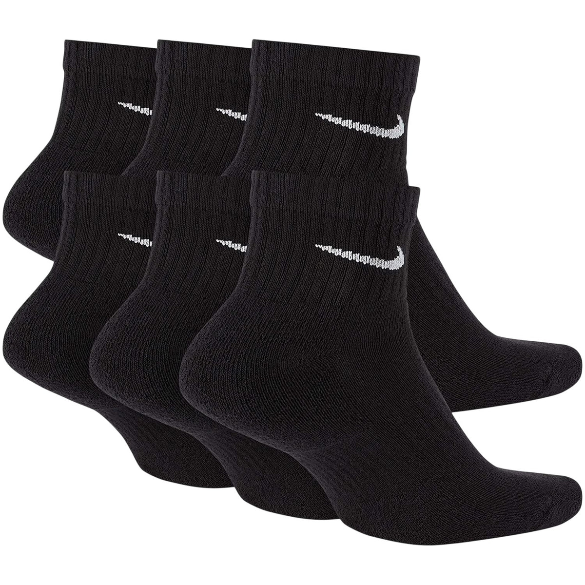 Black-White - Back - Nike Mens Swoosh Trainer Socks (Pack of 6)