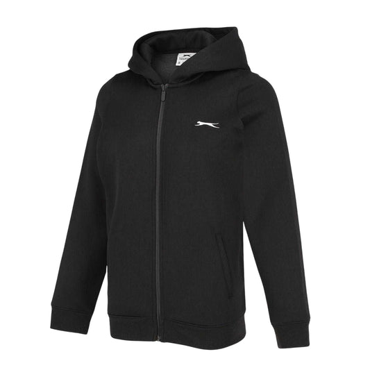 Black - Front - Slazenger Womens-Ladies Logo Fitted Full Zip Hoodie