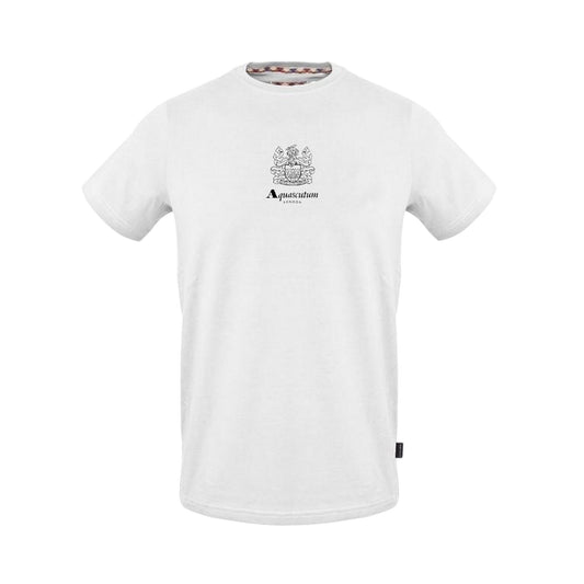 White - Front - Aquascutum Mens Shield Logo Jersey Crew Neck T-Shirt