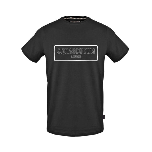 Black - Front - Aquascutum Mens Lettering Crew Neck T-Shirt