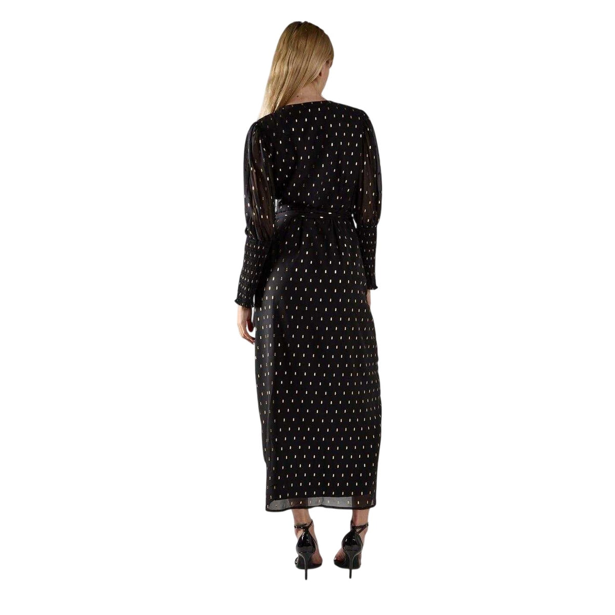 Black - Back - Glamorous Womens-Ladies Spotted Polyester Maxi Dress