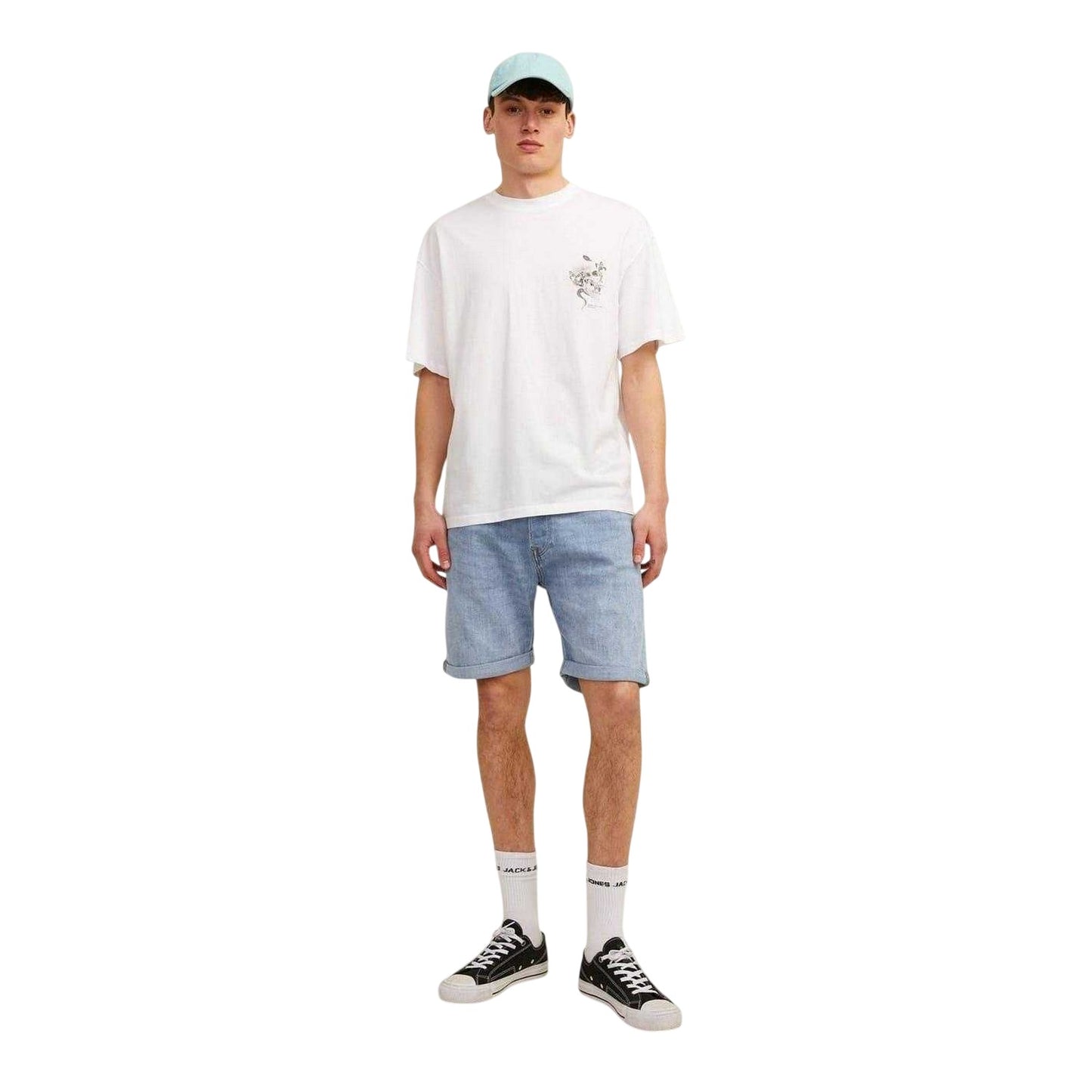 Blue Denim - Side - Jack And Jones Mens Chris Original Denim Jean Shorts