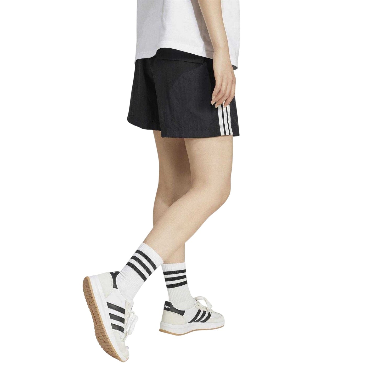 Black-White - Back - Adidas Womens-Ladies Track Shorts