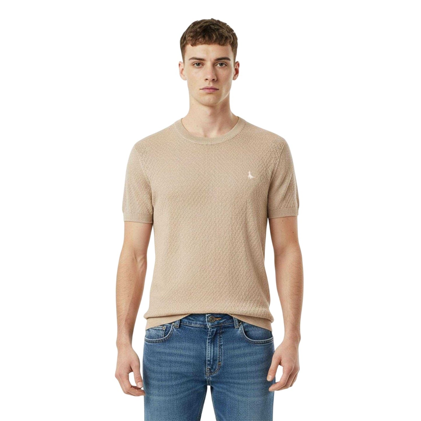 Beige - Side - Jack Wills Mens Knitted T-Shirt