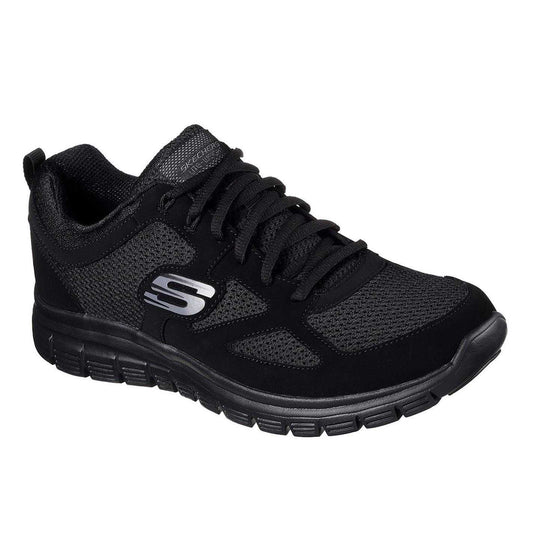 Black - Front - Skechers Mens Burns Agoura Trubuck Leather Trainers
