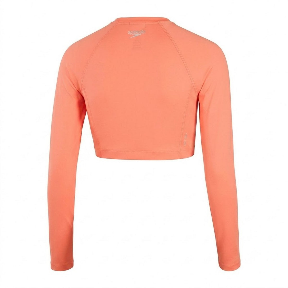 Peach - Back - Speedo Womens-Ladies Logo Slim Raglan Crop Top