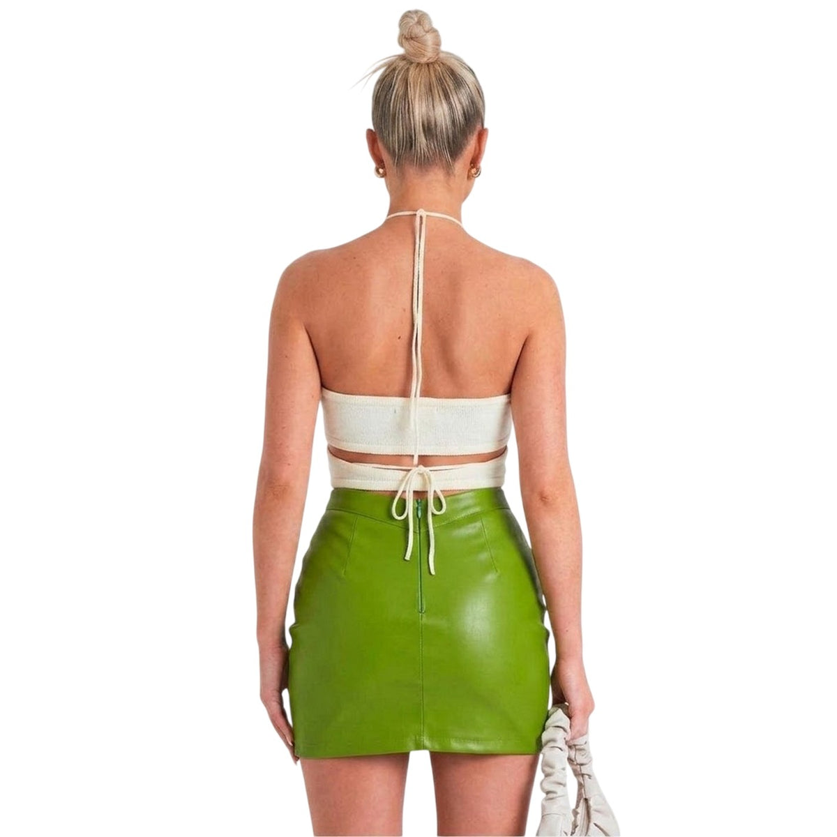 Green - Back - Missy Empire Womens-Ladies Faux Leather Mini Skirt