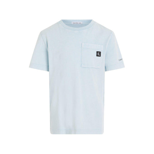 Blue - Front - Calvin Klein Boys Vintage Wash Chest Pocket T-Shirt