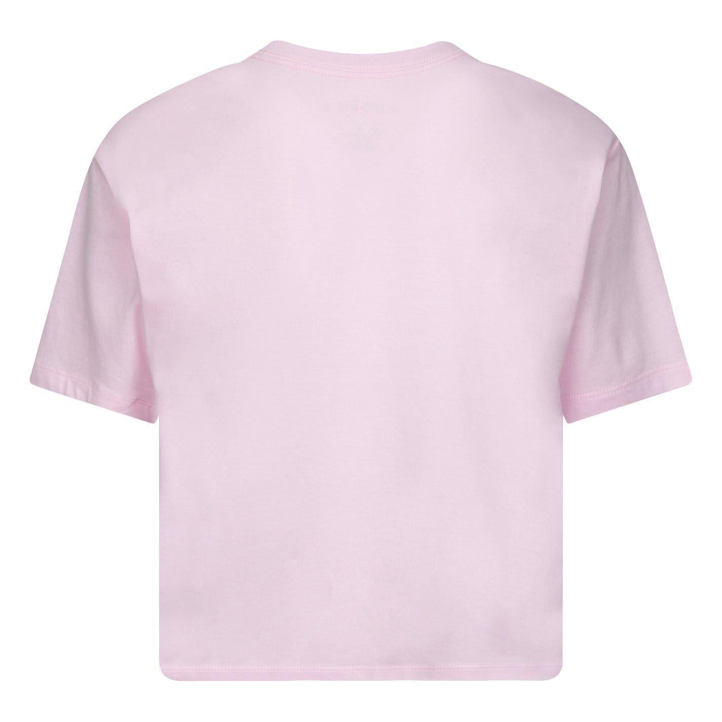 Pink-Black - Back - Nike Girls Air Jordan Jumpman Crop T-Shirt