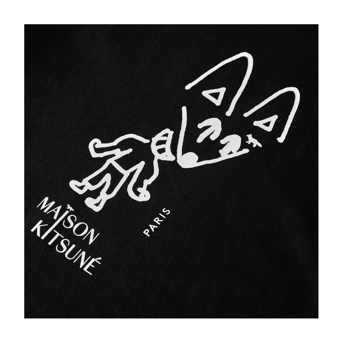 Black - Side - Maison Kitsuné Mens Fox Cotton Party T-Shirt