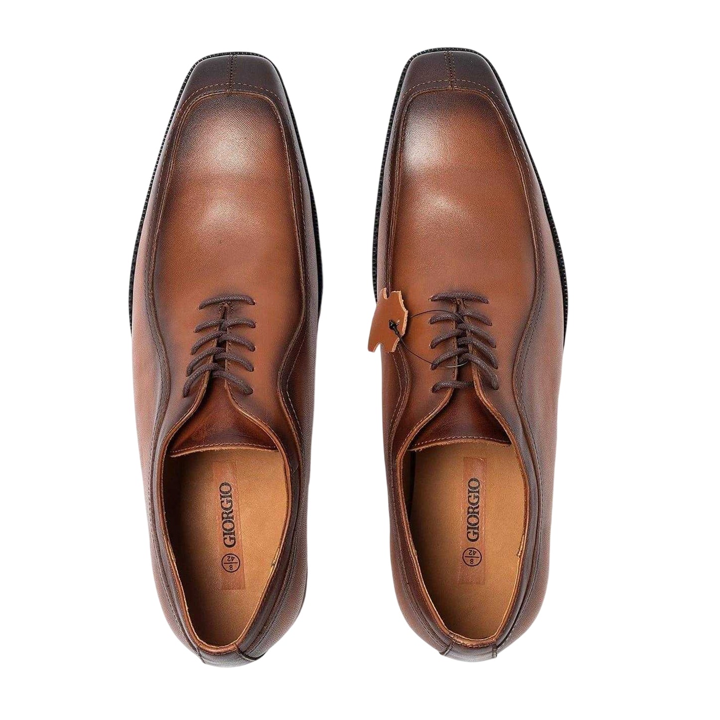 Brown - Lifestyle - Giorgio Mens Full Grain Leather Low Heel Formal Shoes