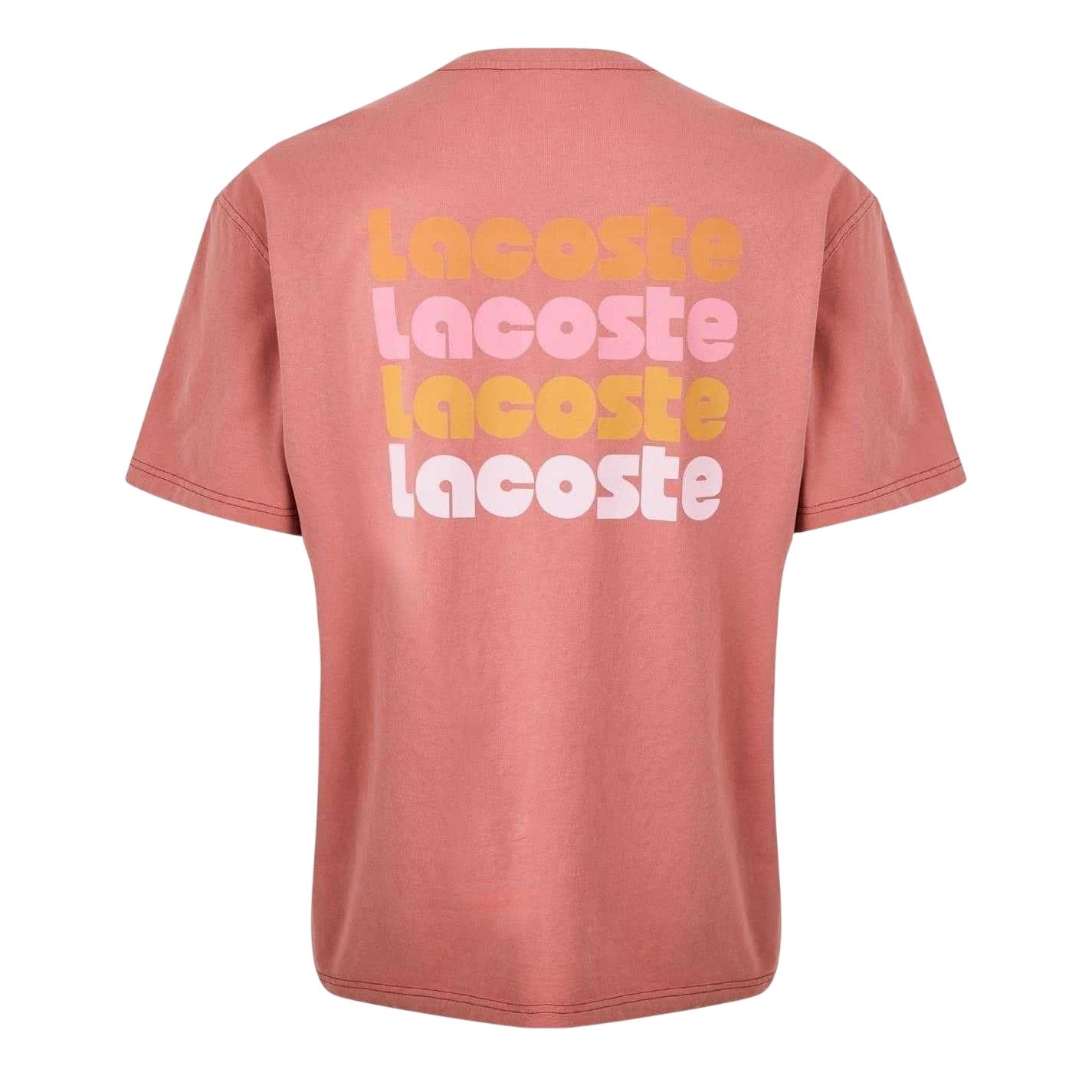 Red - Back - Lacoste Mens Effect Ombr Print T-Shirt