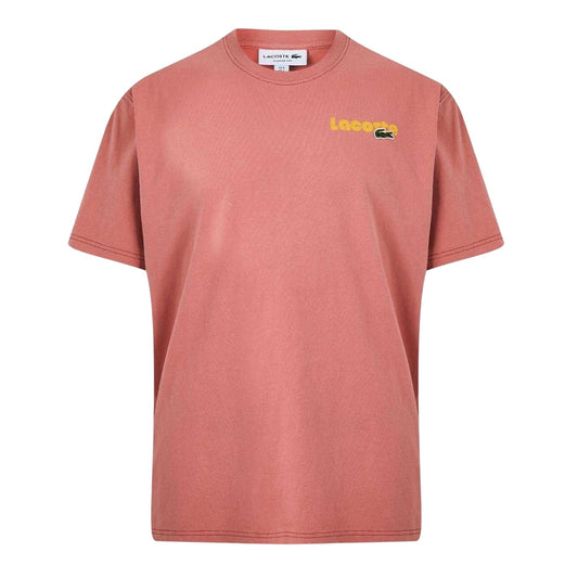Red - Front - Lacoste Mens Effect Ombr Print T-Shirt